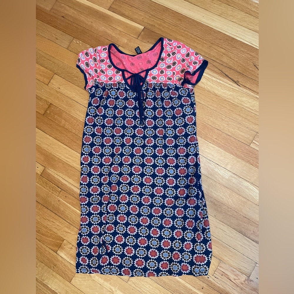 Lucky Brand Pink and Blue Floral Knee Length Dress